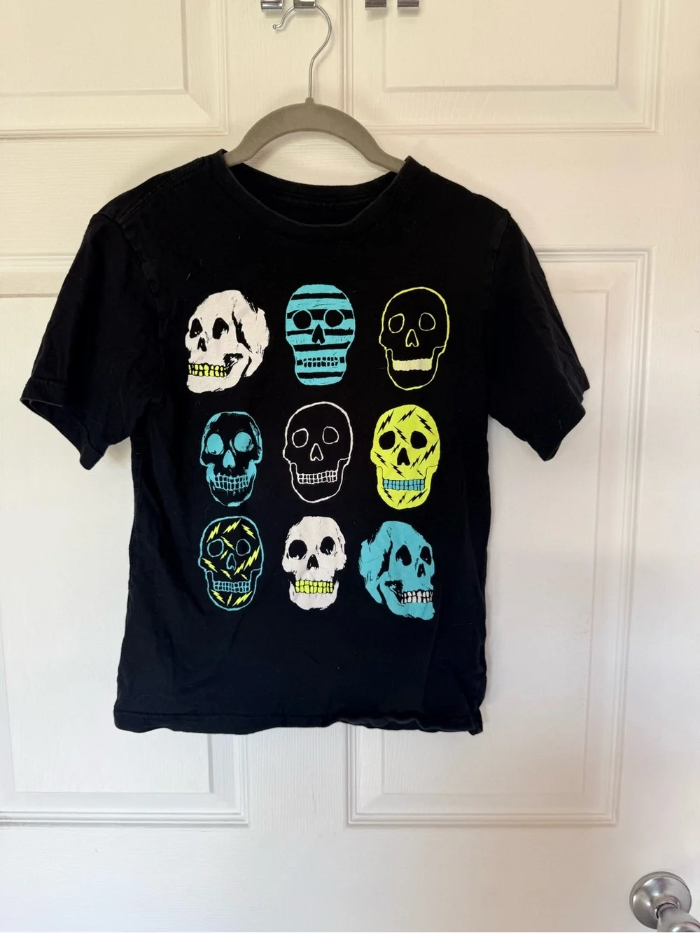 Children's Place Boys' Skull Graphic Long Sleeve/Short Tee - Halloween SZ 10/12
